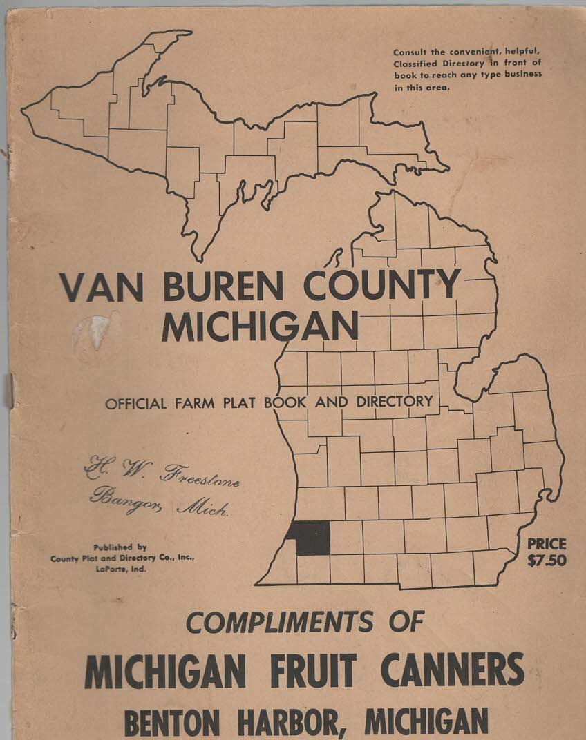 Van Buren County Michigan Official Farm Plat Book And Directory 6405